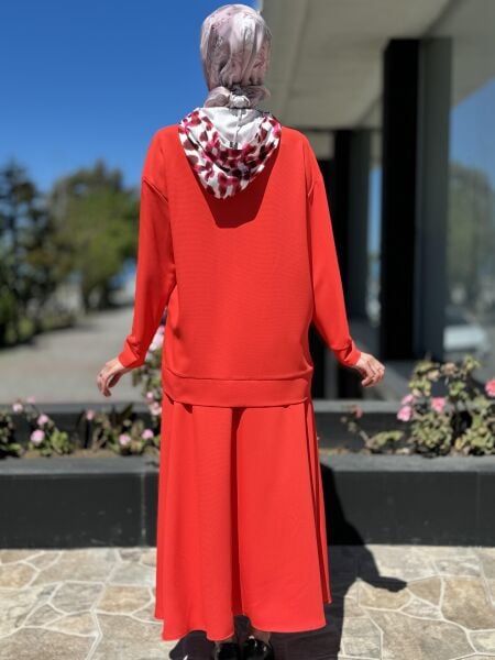Lisa Kapüşonlu Tunik Etek Takım 3032
