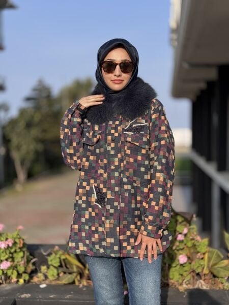 Qupra Seyyar Kürk Detaylı Renkli Ceket WAC91007