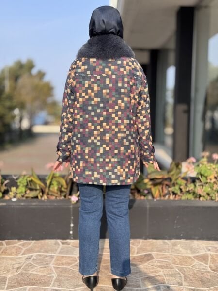 Qupra Seyyar Kürk Detaylı Renkli Ceket WAC91007