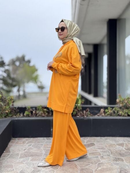 Qupra Önü Kristal Taşlı Tunik Pantolon Takım WAB82119