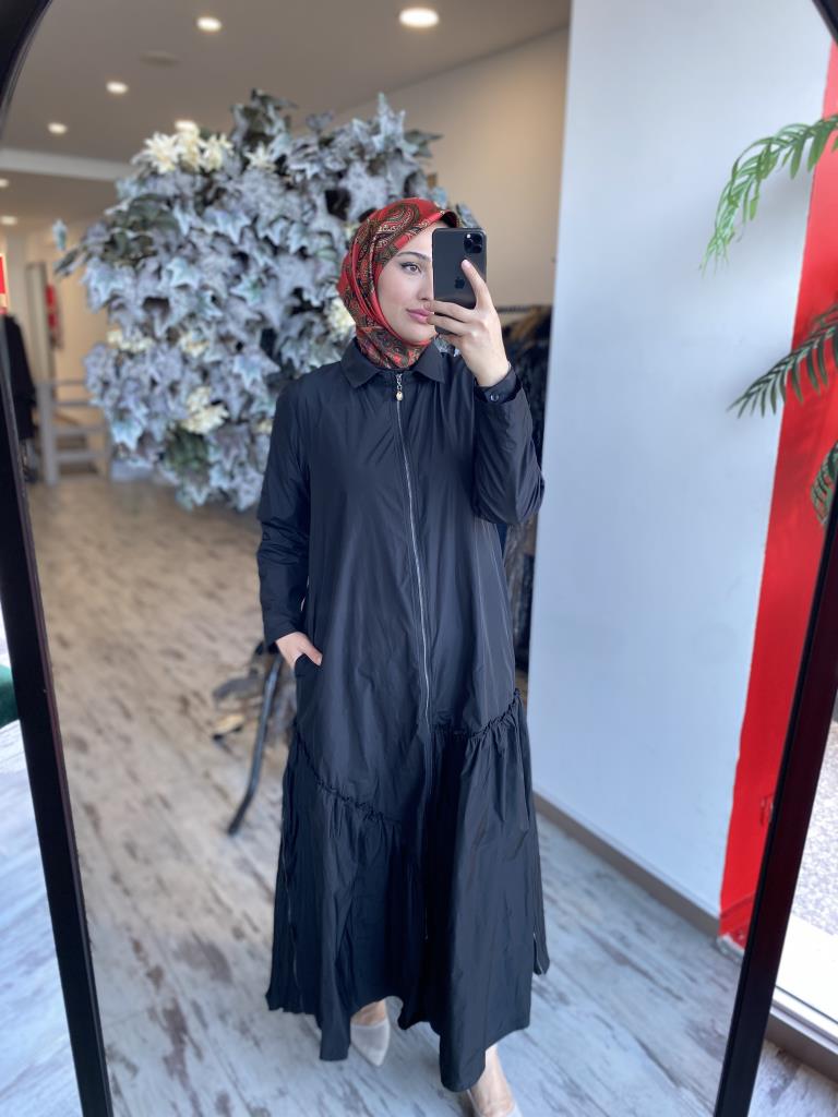 Almarwah Paraşüt Kumaş Fermuarlı Elbise Kap 404931