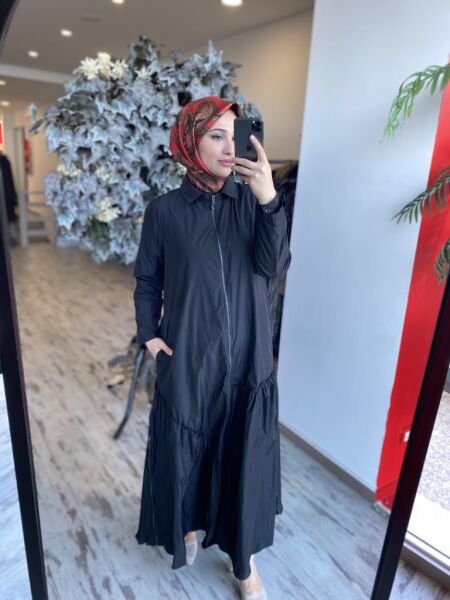 Almarwah Paraşüt Kumaş Fermuarlı Elbise Kap 404931