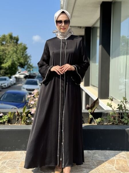 SENNA Chıcago Taş Detaylı Abaya/Ferace SD45005 SİYAH - 38