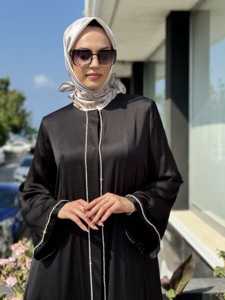 SENNA Chıcago Taş Detaylı Abaya/Ferace SD45005 SİYAH - 38