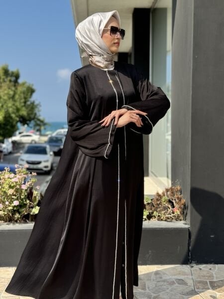 SENNA Chıcago Taş Detaylı Abaya/Ferace SD45005 SİYAH - 38