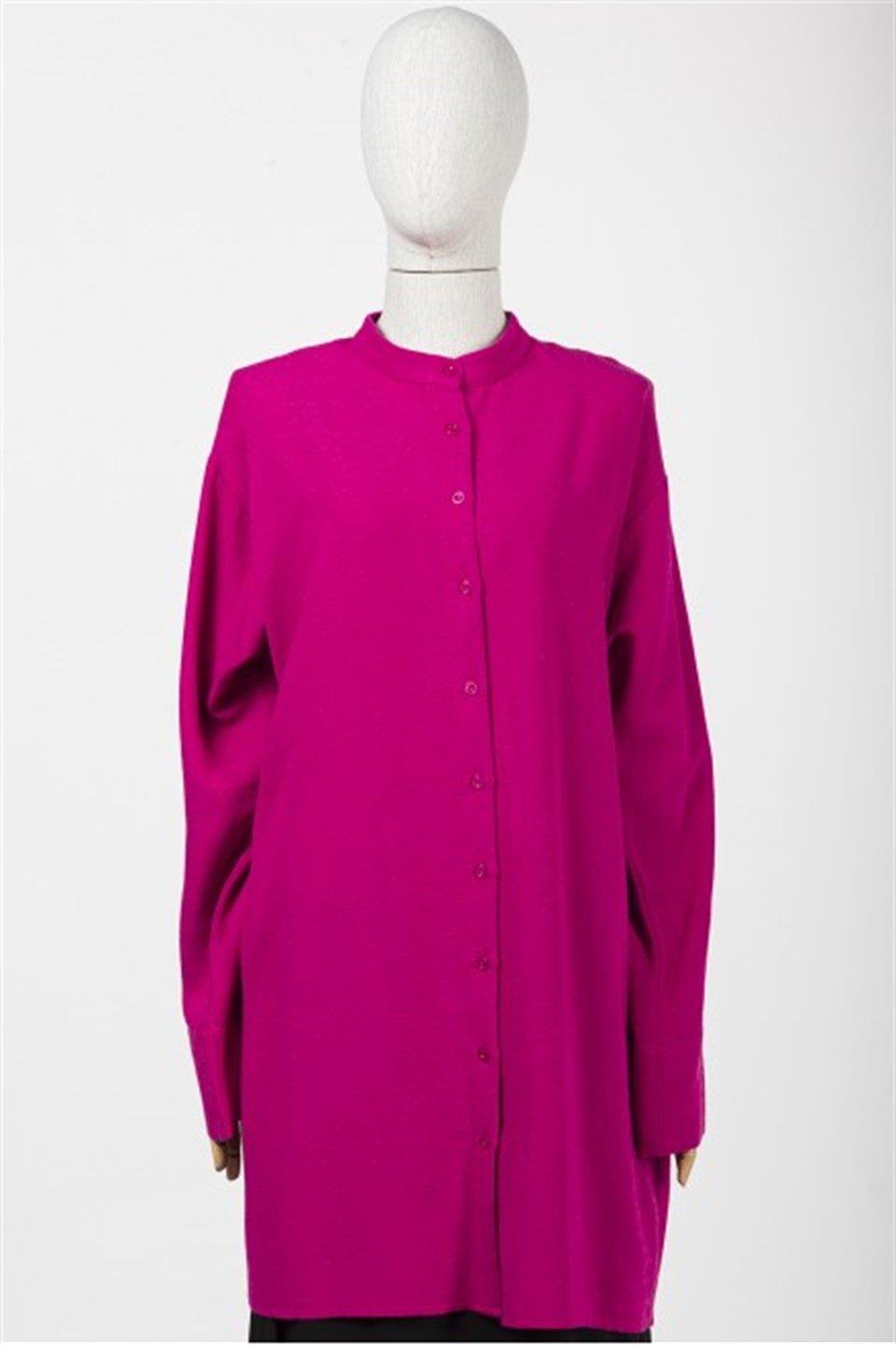 İnvee Arkası Desenli Tunik Gömlek (6786) FUŞYA - 2