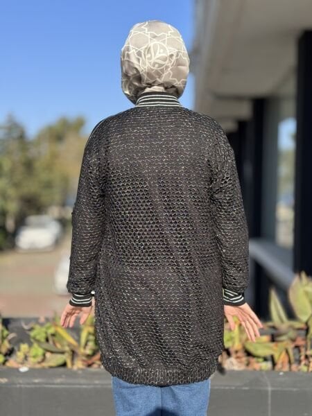 Tığ Triko Simli Bomber Kap KAP3109