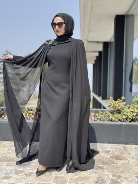 SENNA Reneta Pelerinli (Çıkartılabilir) Tesettür Abiye Dress SD30111