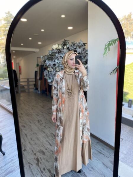 Almarwah Kolyeli Kap Elbise 2 li Takım 202739