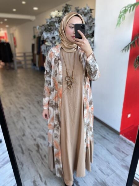 Almarwah Kolyeli Kap Elbise 2 li Takım 202739