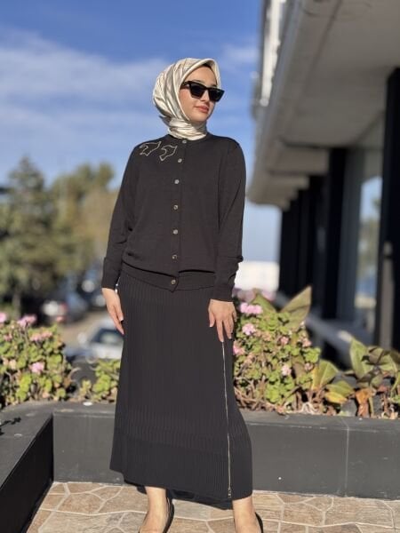 Ghisa Gold Nakış ve Düğme Detaylı Hırka 3290