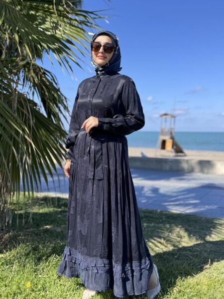 Misswhence Çıtçıt Detaylı Jakarlı Cupra İpek Elbise 38809