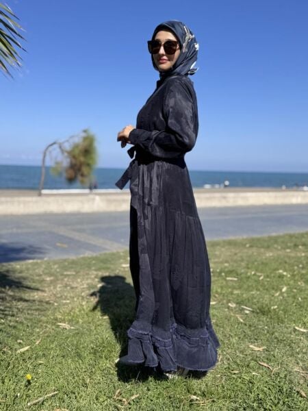 Misswhence Çıtçıt Detaylı Jakarlı Cupra İpek Elbise 38809