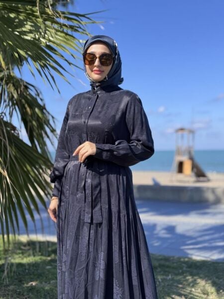 Misswhence Çıtçıt Detaylı Jakarlı Cupra İpek Elbise 38809