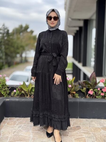 Misswhence Çıtçıt Detaylı Jakarlı Cupra İpek Elbise 38809