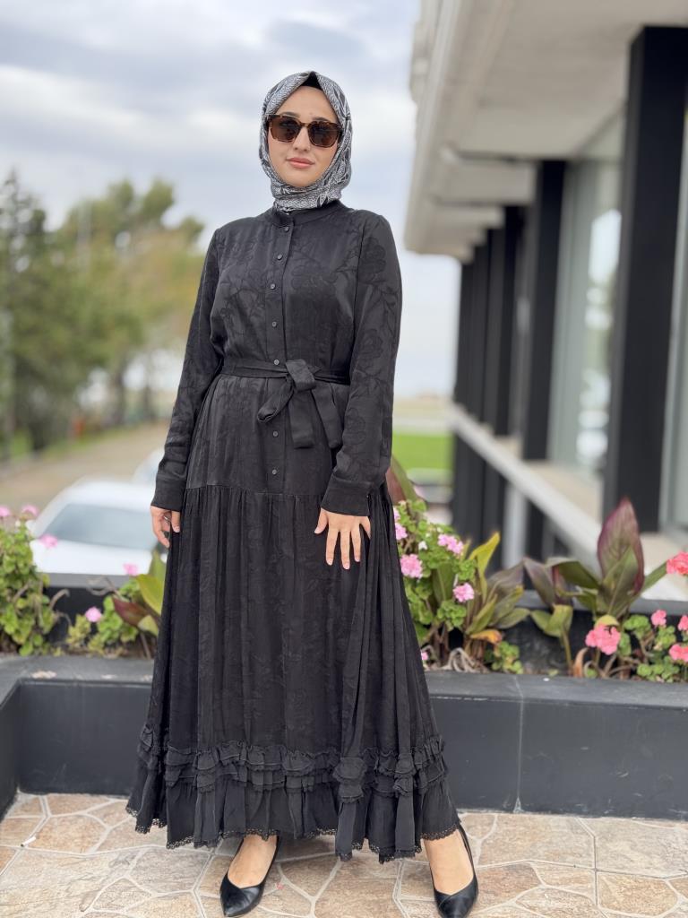 Misswhence Çıtçıt Detaylı Jakarlı Cupra İpek Elbise 38809