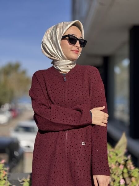 Ghisa Taşlı Fermuarlı Angora Kaban 6553