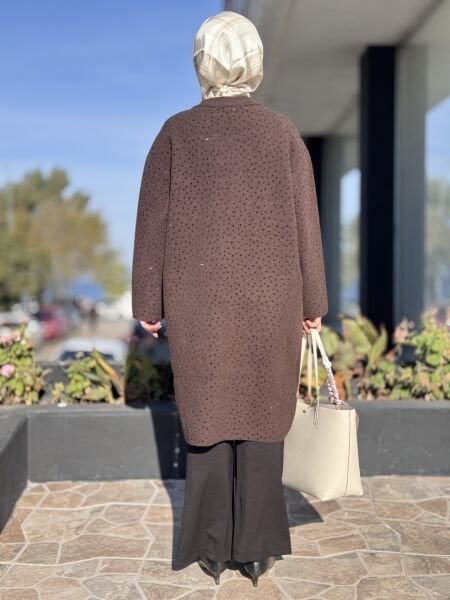 Ghisa Taşlı Fermuarlı Angora Kaban 6553