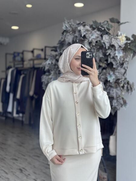 Tığ Triko Nervür Detaylı Etekli Takım TKM3045